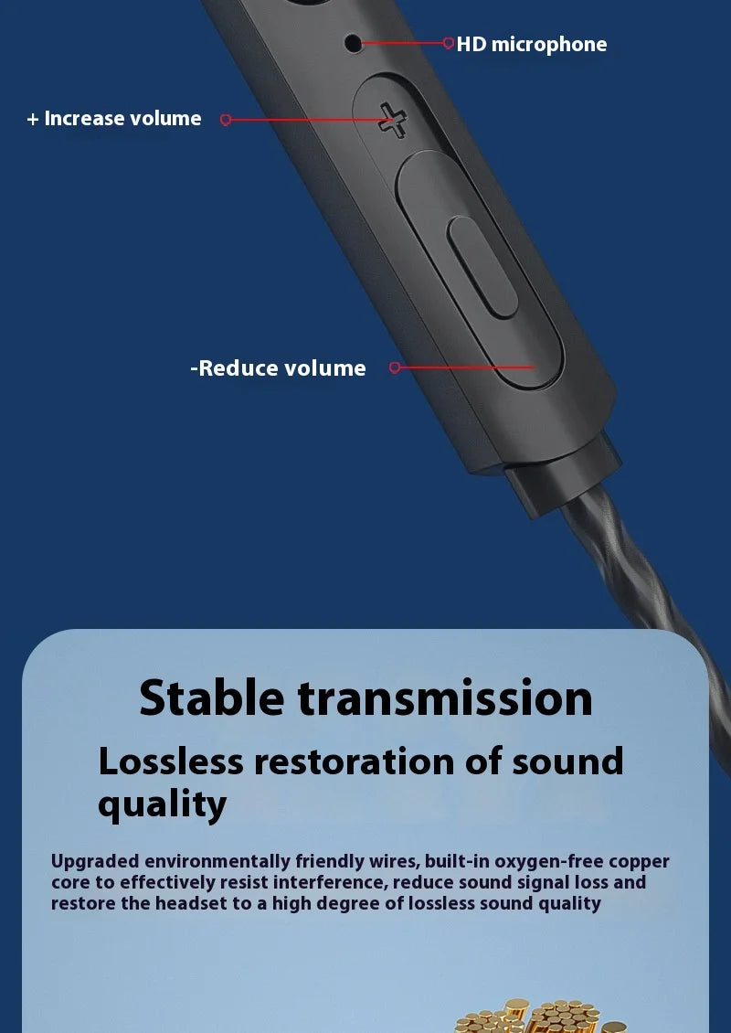 3.5mm Wired Headphones with Microphone Wired In ear Earphone HiFi Bass Stereo Gaming Sport Earphone Earbuds Earhook with Mic
