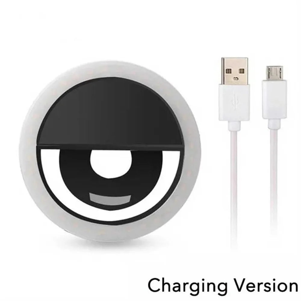 Mini Ring Light LED Clip para Celular – Portátil, Recarregável e com 3 Níveis de Brilho