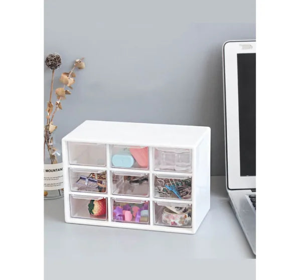 9 Drawers Multi-Purpose Organizer Drawer-Resistant Plastic Office Makeup Tools Kitchen Jewelry Door