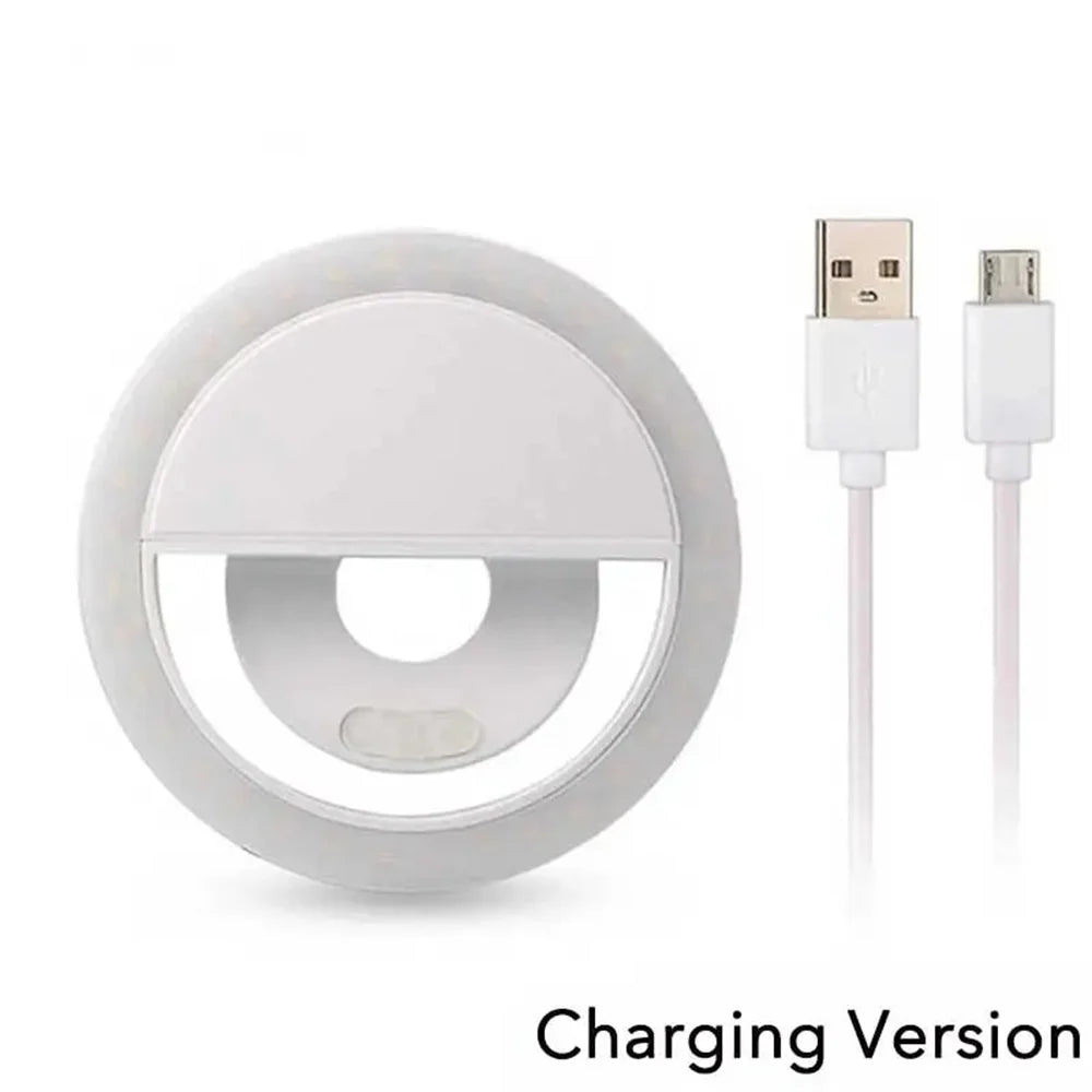 Mini Ring Light LED Clip para Celular – Portátil, Recarregável e com 3 Níveis de Brilho