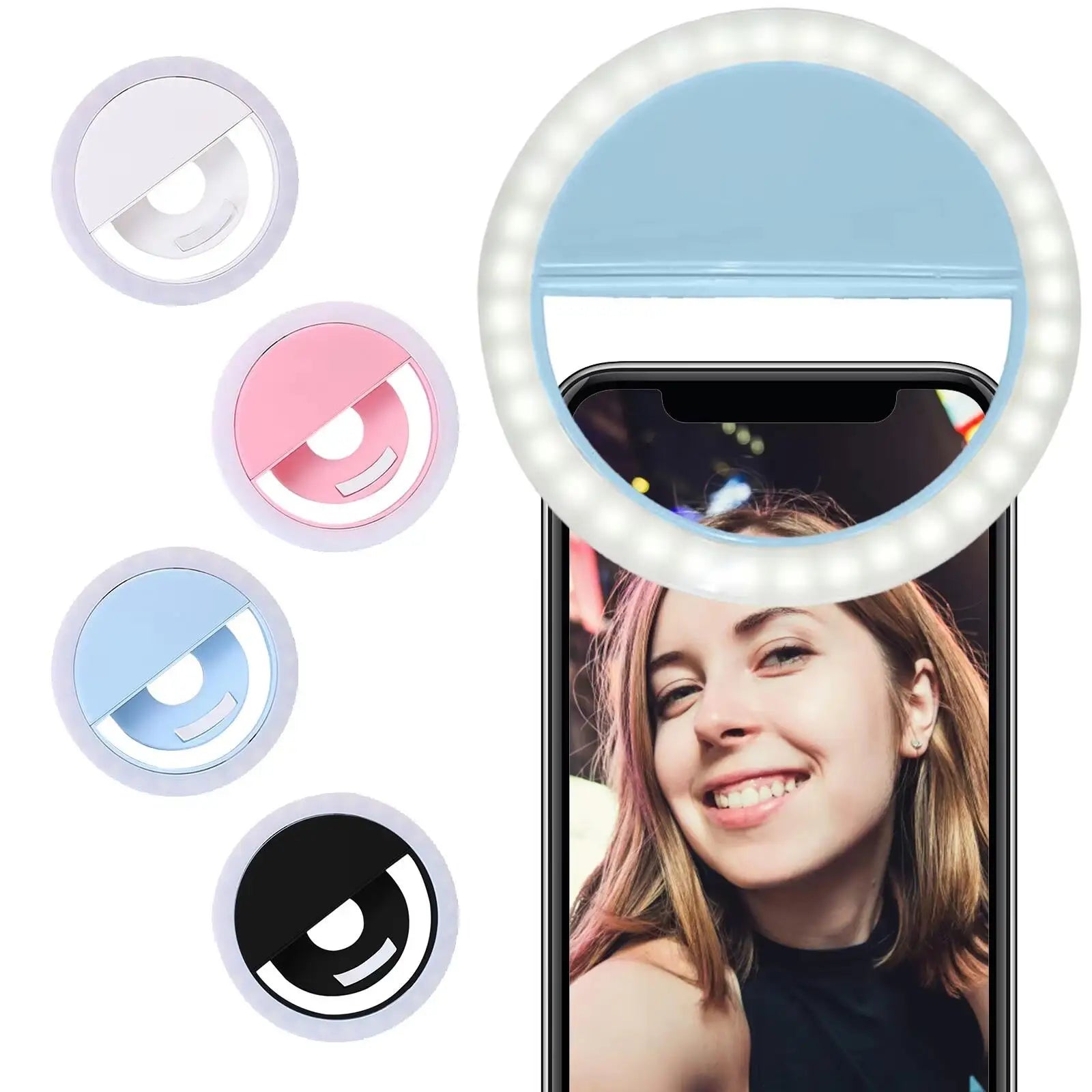 Mini Ring Light LED Clip para Celular – Portátil, Recarregável e com 3 Níveis de Brilho