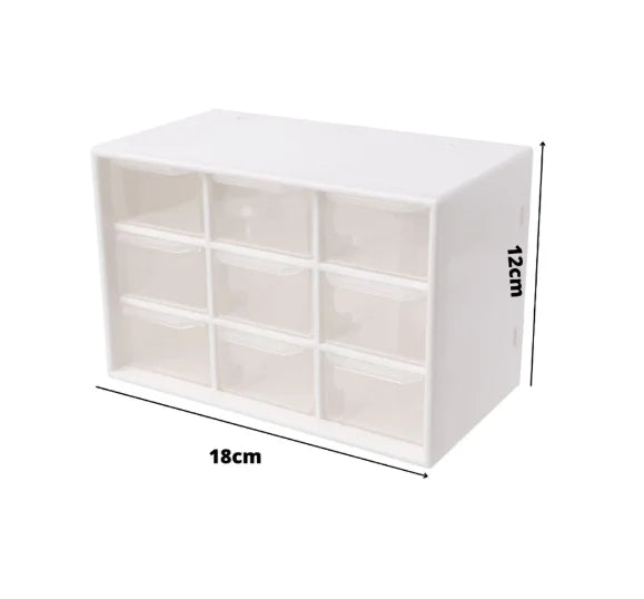 9 Drawers Multi-Purpose Organizer Drawer-Resistant Plastic Office Makeup Tools Kitchen Jewelry Door