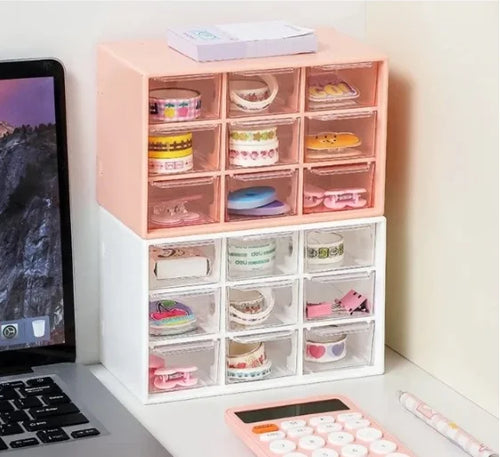 9 Drawers Multi-Purpose Organizer Drawer-Resistant Plastic Office Makeup Tools Kitchen Jewelry Door