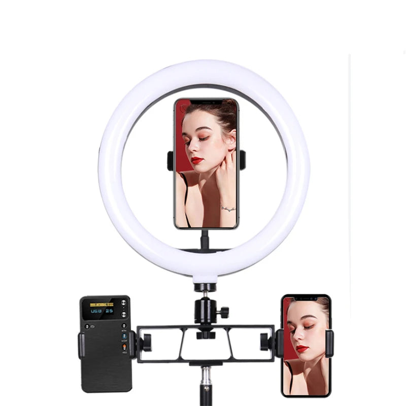 Ring Light LEAFILLIGHT 26/33cm com Tripé Ajustável e Controle – Ideal para Lives, Maquiagem e Estúdio