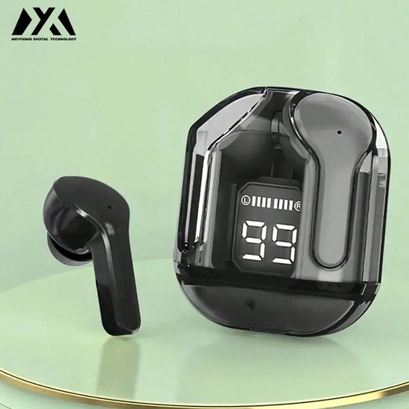Air31 Wireless headphones with LED power display function, 200mAh small-sized crystal-type earphones with built-in microphone