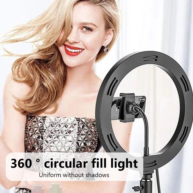 Ring Light XMSJ com Suporte de Celular – Iluminação Perfeita para Vídeos, Lives e Selfies