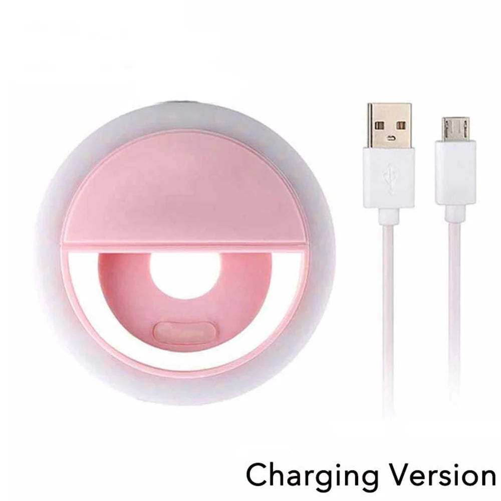 Mini Ring Light LED Clip para Celular – Portátil, Recarregável e com 3 Níveis de Brilho