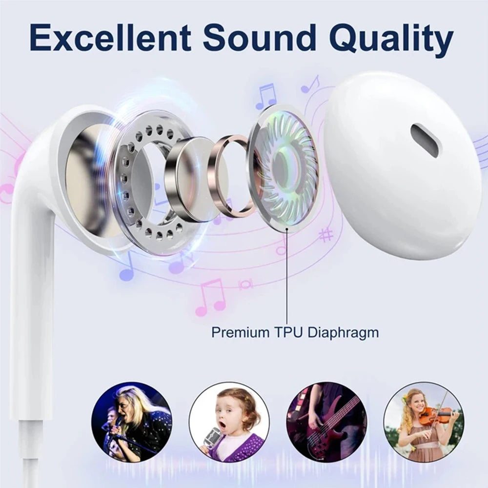 Original Type C Wired Headphone For Xiaomi Mi 14 13 12 Pro Ultra Lite In-Ear Earbuds Redmi Huawei Samsung 3.5MM Earphone Headset
