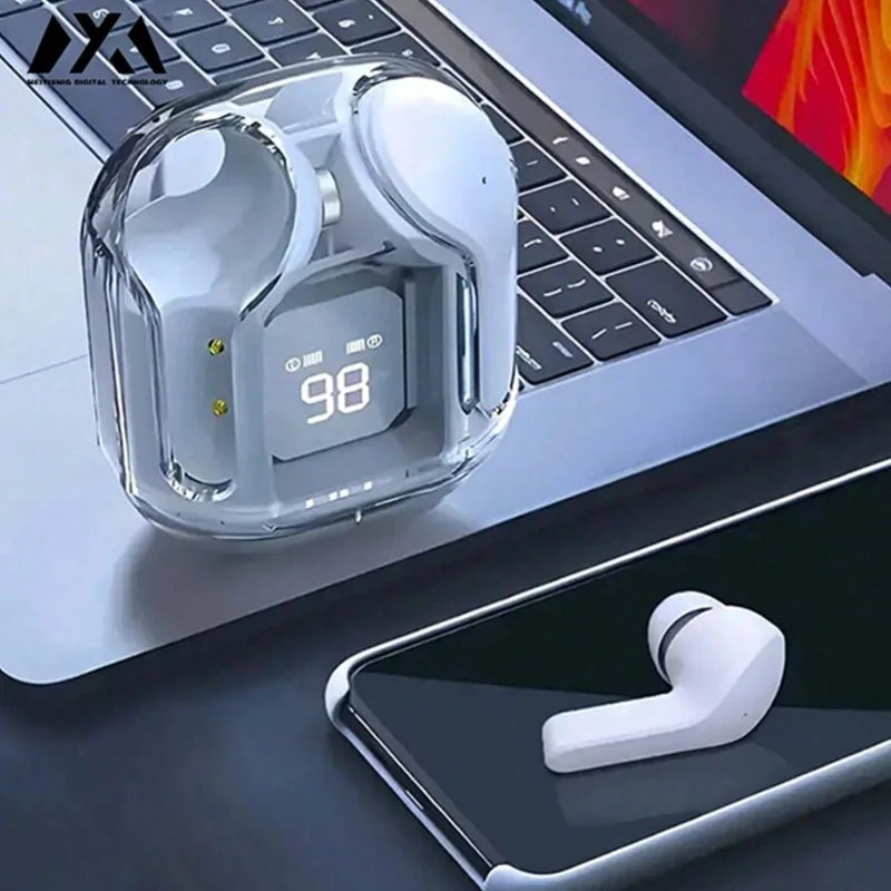 Air31 Wireless headphones with LED power display function, 200mAh small-sized crystal-type earphones with built-in microphone