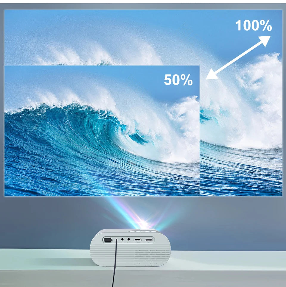 Projetor WZATCO DP02W Mini LED com Wi-Fi – Suporte Full HD 1080P / 4K