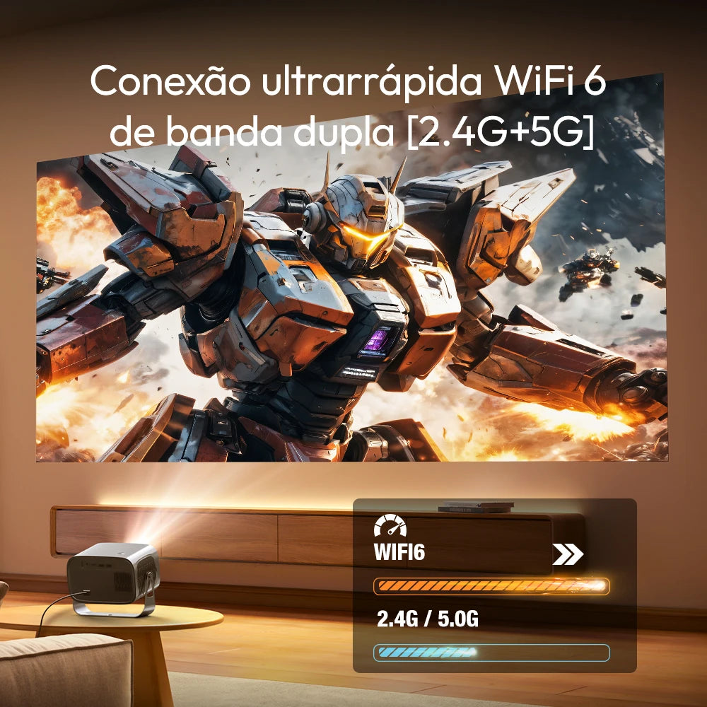 Projetor VEVSHAO A12 Mini – Android 11, 4K, Bluetooth 5.2, Wi-Fi 6 e Som Imersivo