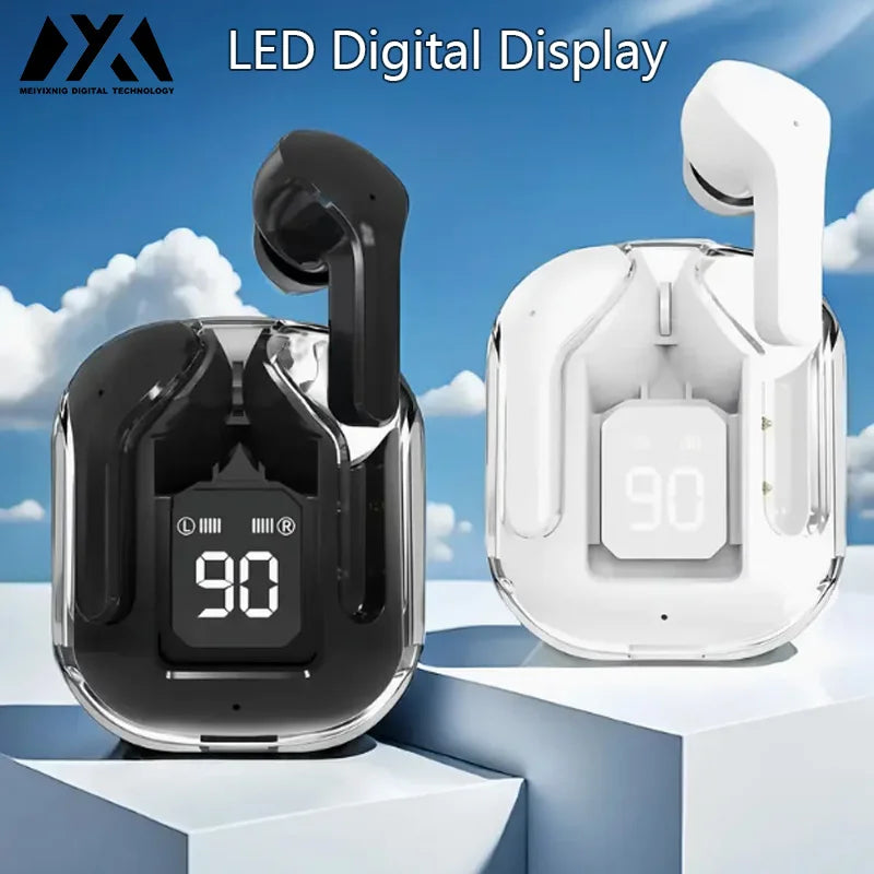 Air31 Wireless headphones with LED power display function, 200mAh small-sized crystal-type earphones with built-in microphone