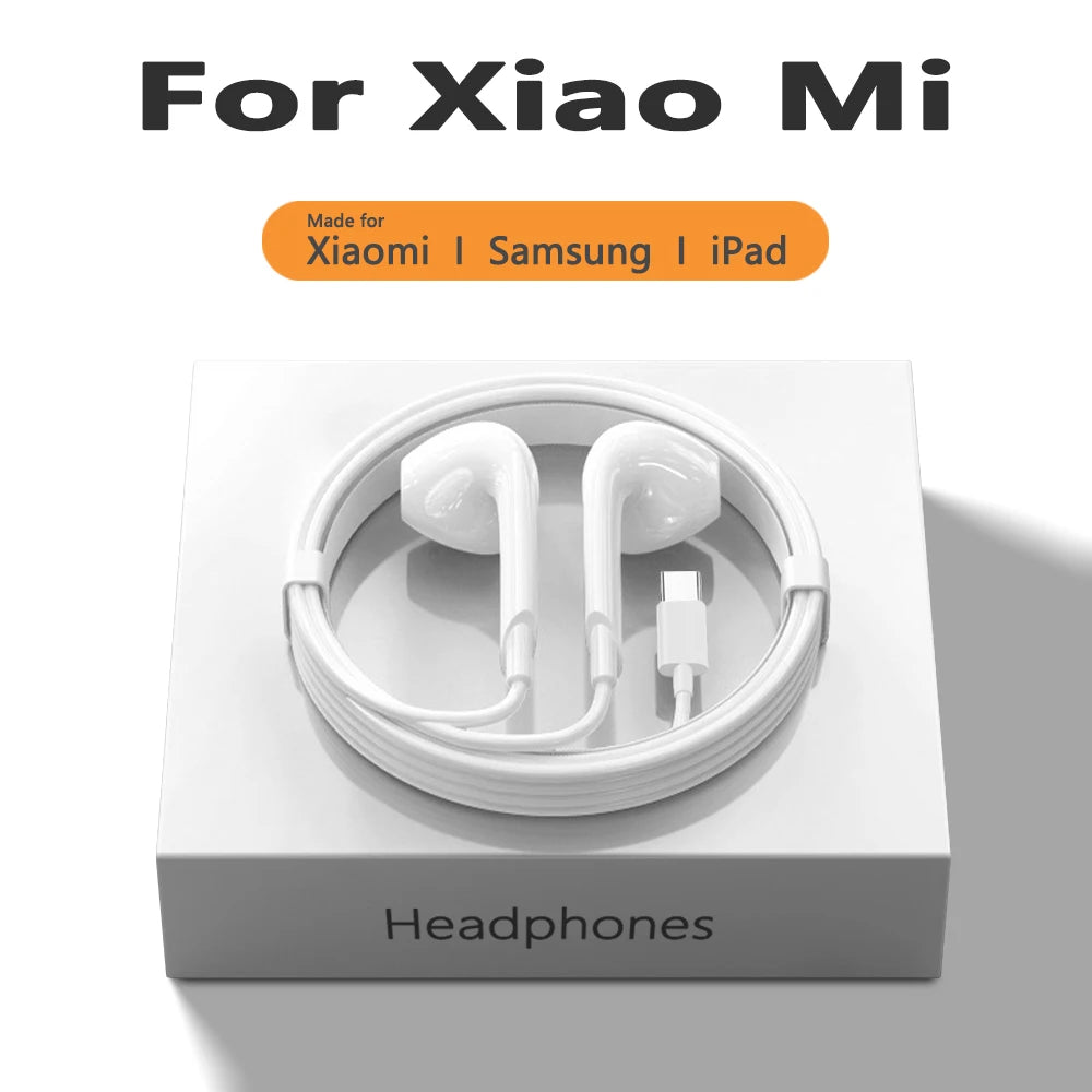 Original Type C Wired Headphone For Xiaomi Mi 14 13 12 Pro Ultra Lite In-Ear Earbuds Redmi Huawei Samsung 3.5MM Earphone Headset