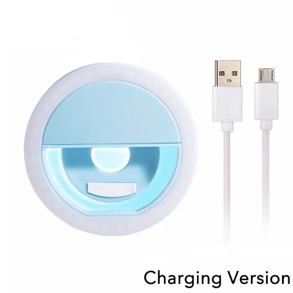 Mini Ring Light LED Clip para Celular – Portátil, Recarregável e com 3 Níveis de Brilho